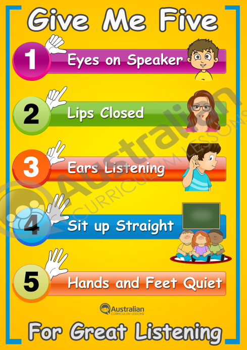 Give Me 5 for Great Listening – A3 Poster